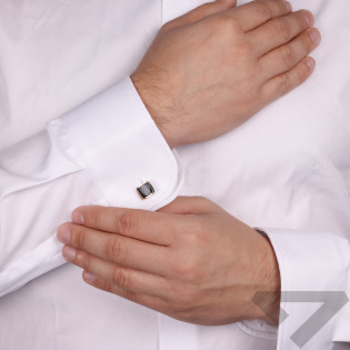 Srebrne Spinki do Mankietów ze Złotym Akcentem - JubilerSezam.pl