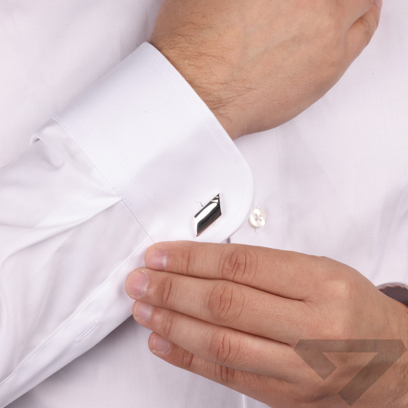 Spinki srebrne do mankietów romb z paskami