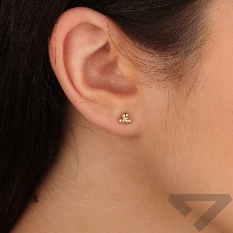 Kolczyki złote trzy półkulki próba 585