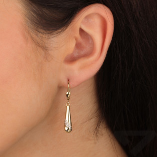 Kolczyki złote podłużna kropla z cyrkoniami próba 375