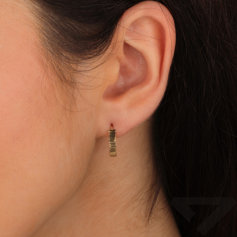 Kolczyki złote grawerowane owale próba 585