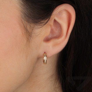 Kolczyki złote kółka z białymi cyrkoniami próba 585