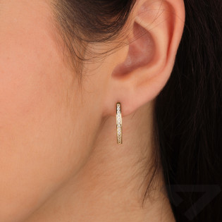 Kolczyki złote kółka szpic z cyrkoniami próba 585