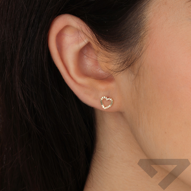 Kolczyki złote grawerowane serce próba 585