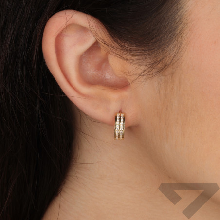 Kolczyki złote kółka z białymi cyrkoniami próba 585