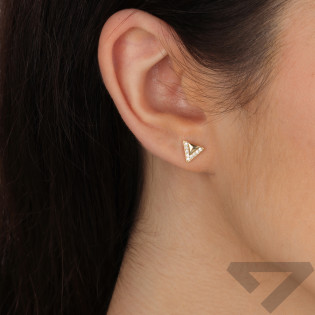 Kolczyki złote trójkąt z białymi cyrkoniami próba 585