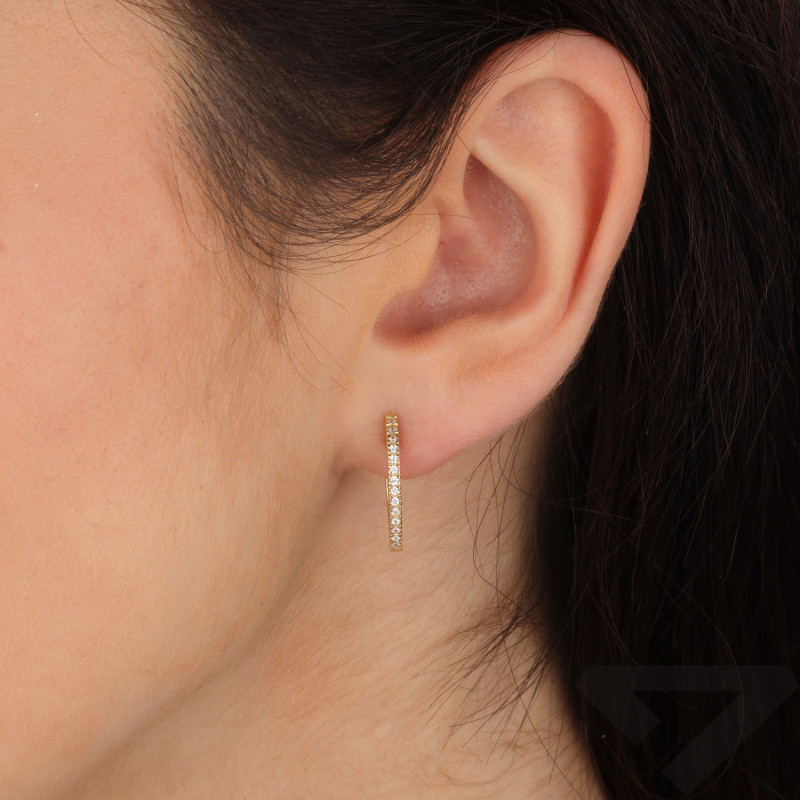 Kolczyki złote owal z białymi cyrkoniami próba 585