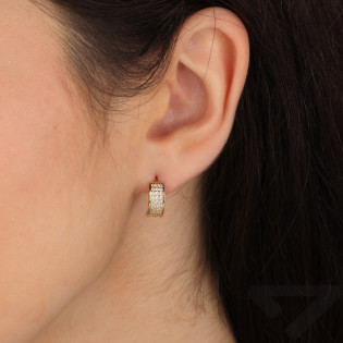 Kolczyki złote kółka z białymi cyrkoniami próba 585