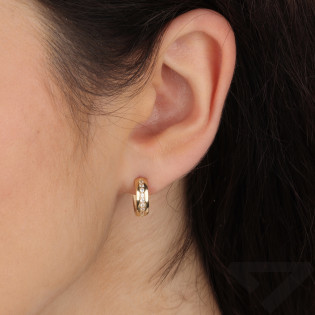 Kolczyki złote kółka z rzędem cyrkonii próba 585