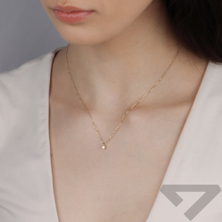 Naszyjnik złoty z białą cyrkonią próba 585