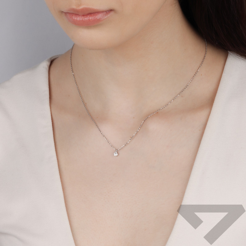 Naszyjnik z białego złota z cyrkonią próba 585