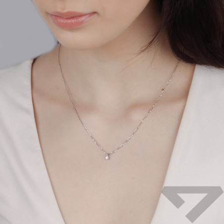 Naszyjnik z białego złota z cyrkonią pr. 585 - JubilerSezam.pl