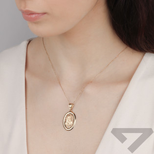 Medalik złoty Matka Boska z Dzieciątkiem w owalu próba 585