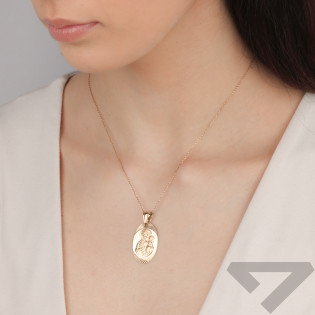 Medalik złoty Częstochowska w owalu próba 585