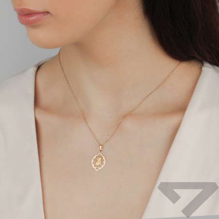 Medalik złoty Częstochowska w ażurowej łezce próba 585