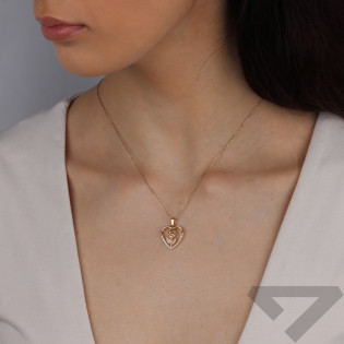 Serduszko złote z kwiatem i cyrkoniami próba 585