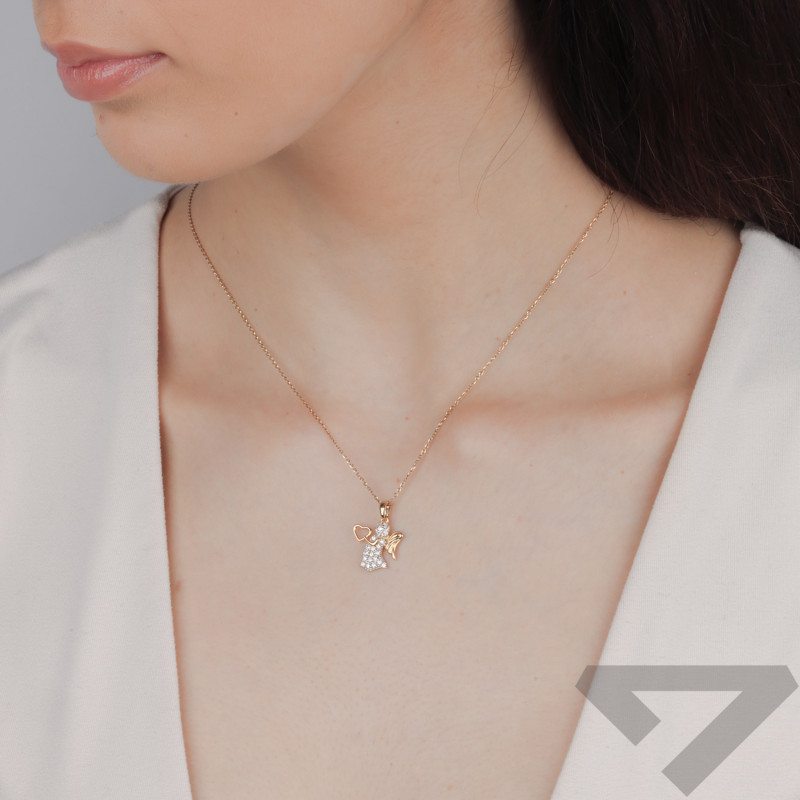 Medalik złoty aniołek z sercem próba 585