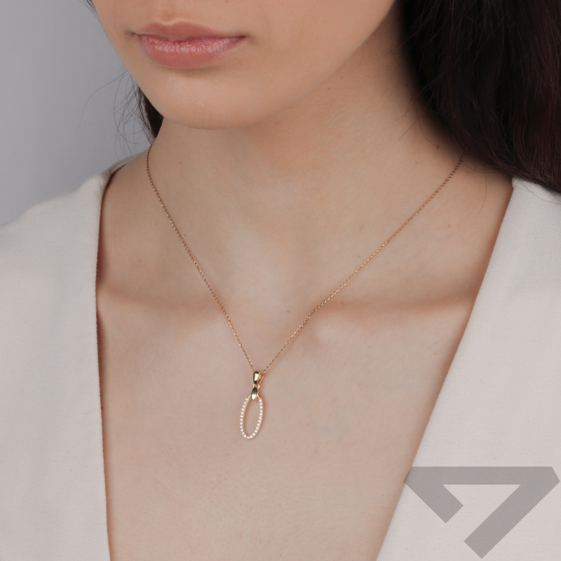 Zawieszka złota owal z cyrkoniami próba 585