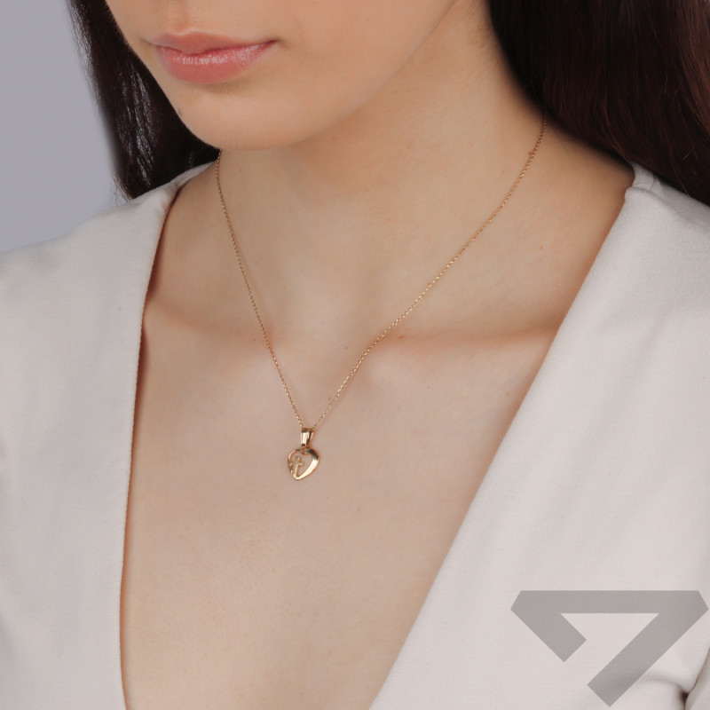 Krzyżyk złoty w sercu próba 585