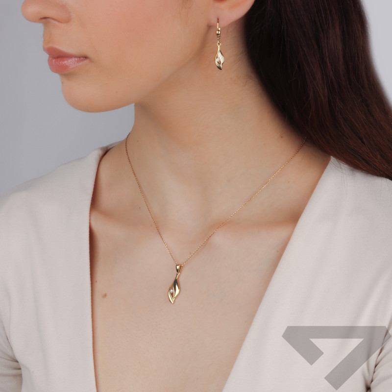 Zawieszka złota listek z cyrkonią próba 585