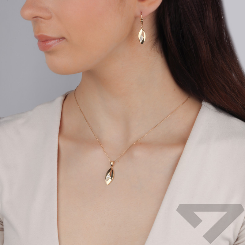 Kolczyki złote łezka z białymi cyrkoniami próba 585