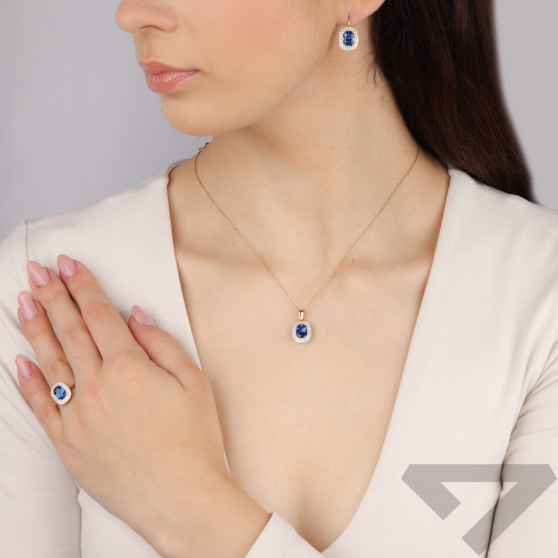Zawieszka złota markiza z szafirową cyrkonią próba 585