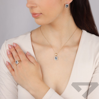 Pierścionek złoty markiza z jasno-niebieską cyrkonią próba 585