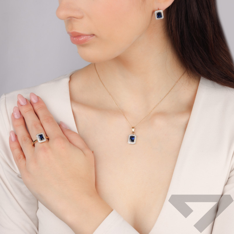 Zawieszka złota markiza z szafirem próba 585