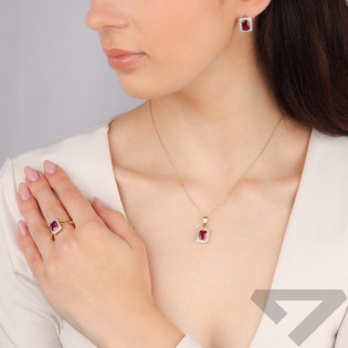 Zawieszka złota markiza z czerwoną cyrkonią próba 585