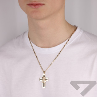 Medalik złoty Głowa Pana Jezusa na krzyżu próba 585