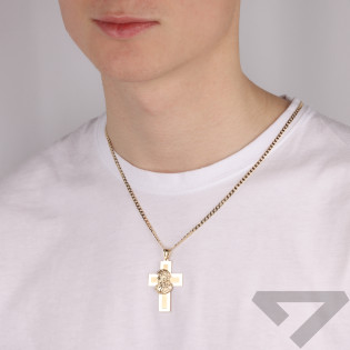 Medalik złoty Głowa Pana Jezusa na krzyżu próba 585