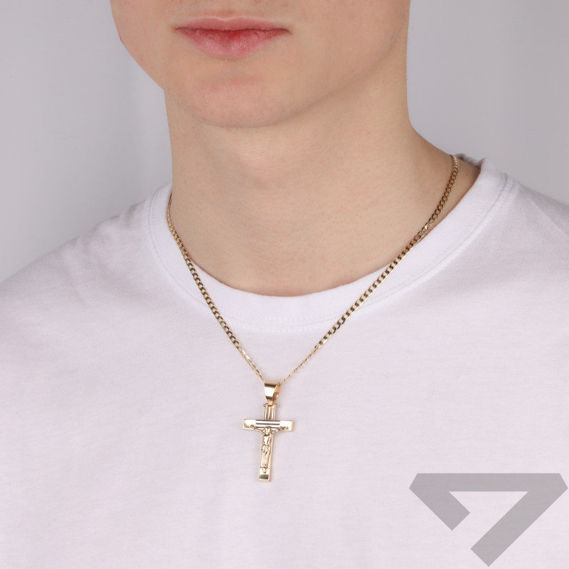 Złoty Krzyżyk z Jezusem pr. 585 - Symbol Wiary - JubilerSezam.pl
