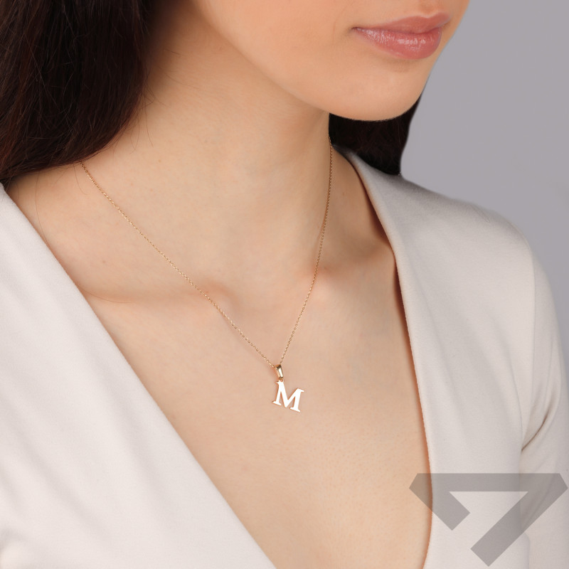 Literka złota M do zawieszenia próba 585