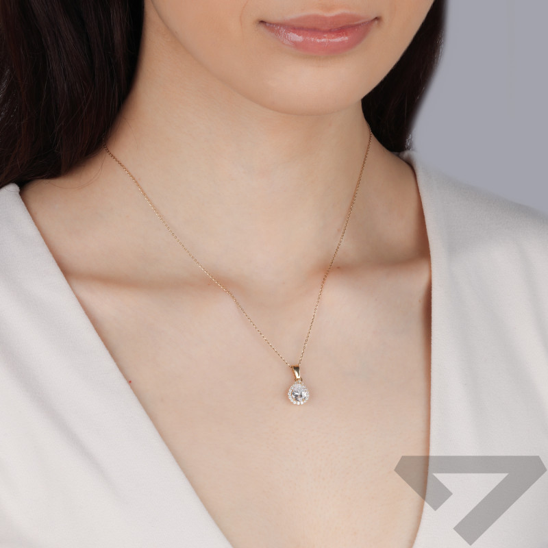 Zawieszka złota kropla z białymi cyrkoniami OS 96-3136 ZIR próba 585