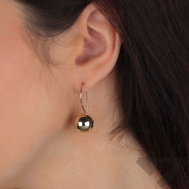 Kolczyki złote kulki 13 mm w koszyczku próba 585