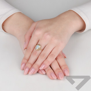 Złoty Pierścionek z Niebieską Cyrkonią pr. 585 - JubilerSezam.pl