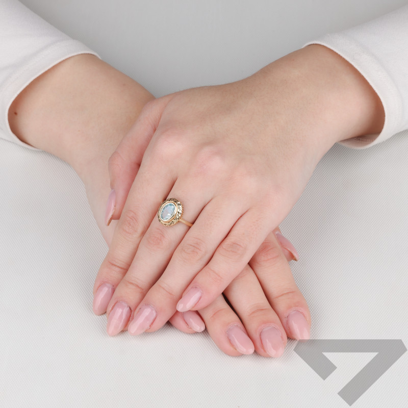 Złoty Pierścionek z Niebieską Cyrkonią pr. 585 - JubilerSezam.pl