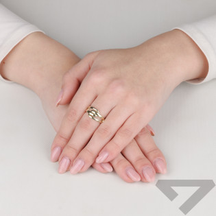 Pierścionek złoty krople ramki zaplatane próba 375