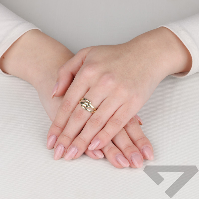 Pierścionek złoty krople ramki zaplatane próba 375