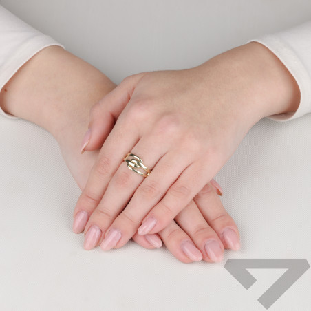 Pierścionek złoty krople ramki zaplatane próba 375