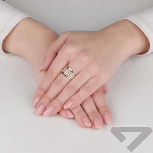 Pierścionek złoty greka z cyrkoniami próba 375