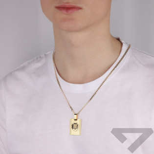 Zawieszka złota blaszka z głową lwa próba 585