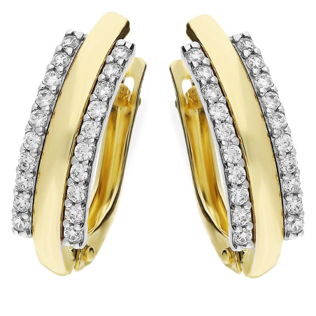 Kolczyki złote blaszki z cyrkoniami próba 375