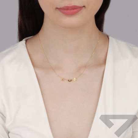 Naszyjnik złoty koniczyna serce i koło próba 585