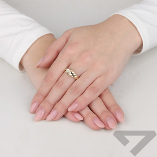 Pierścionek złoty beczułka z cyrkoniami próba 585