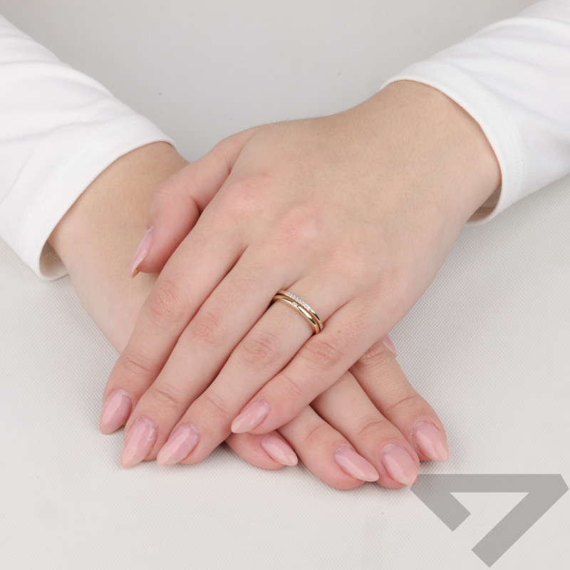 Pierścionek złoty z dwoma rzędami próba 375