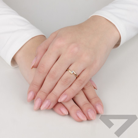 Pierścionek złoty MARIAGE z białą cyrkonią próba 375