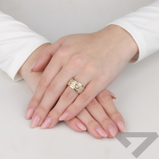 Pierścionek złoty z cyrkoniami i infinity próba 585