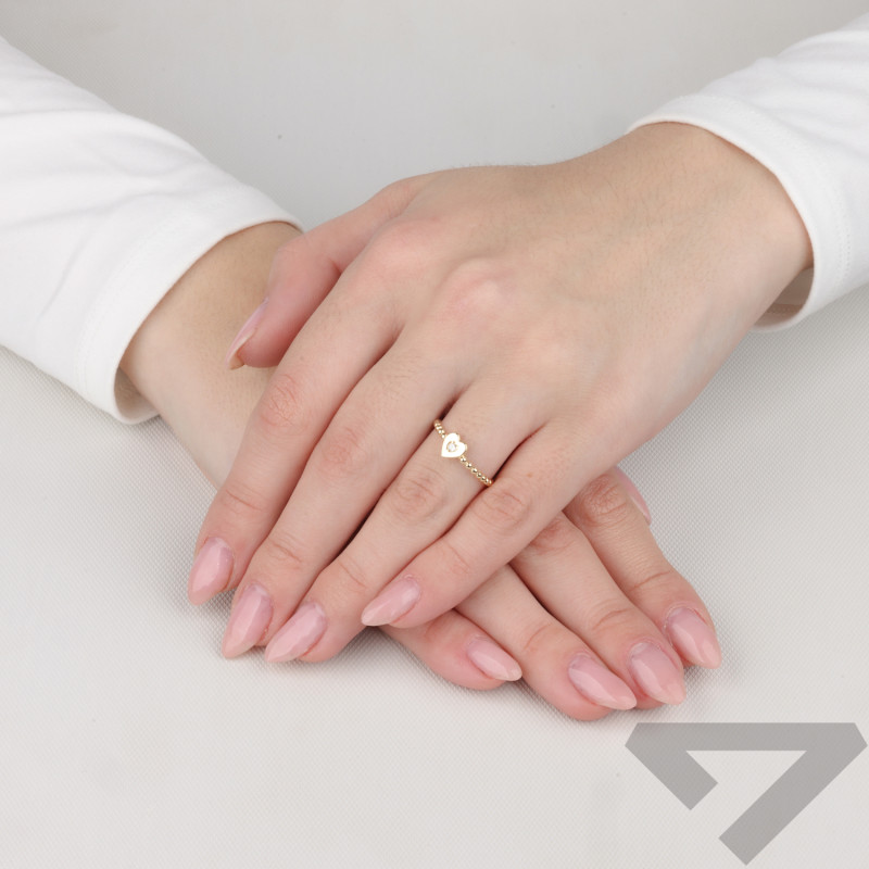 Pierścionek złoty serce z cyrkonią próba 585