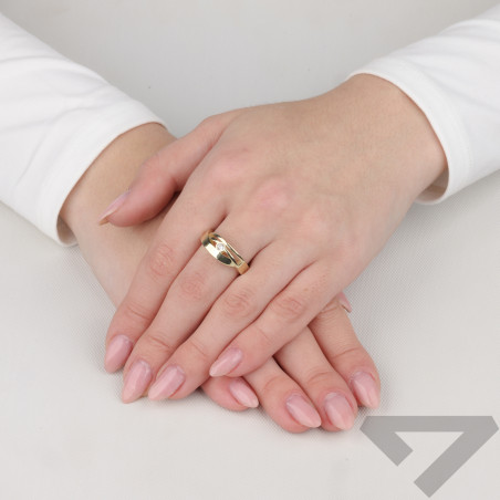 Pierścionek złoty przeplatanka z cyrkonią próba 375